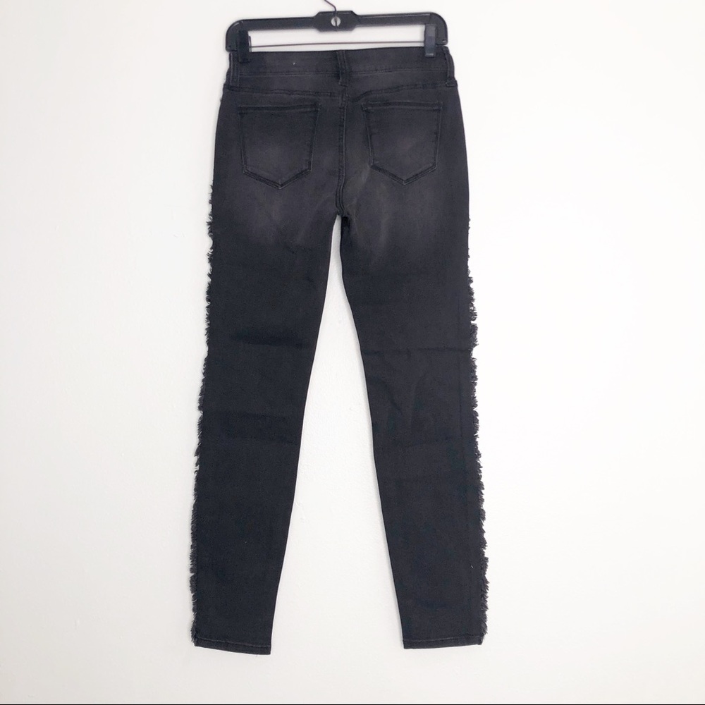 ELAN Fringe Denim Jeans INTERNATIONAL FRAY SIDE Black Skinny - Picture 8 of 13